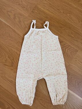 Quincy Mae Cream Floral Smocked Baby Piece